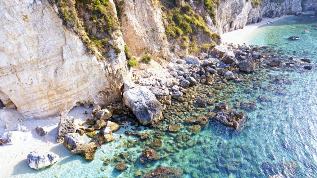 white sand and blue water beach