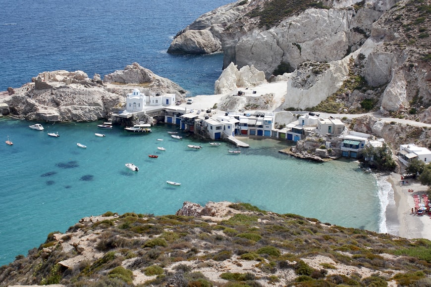 A small cove in Milos, Greece