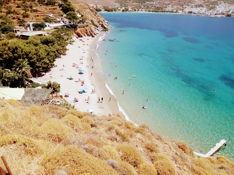 small cove people swimming Greek Island