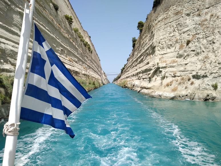 Blue water canal Greece