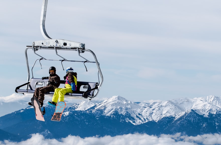 People riding ski lift Outdoor Activities Greece