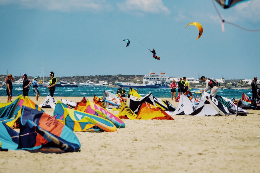 Kitesurfing outdoors Paros Greece